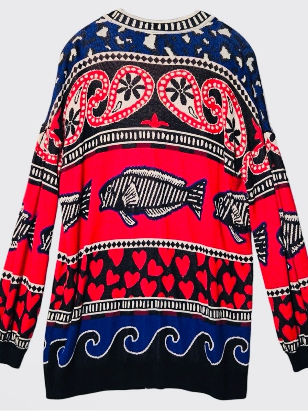 FARM Rio Navy Mixed Print Knit Cardigan Small - Picture 7 of 14